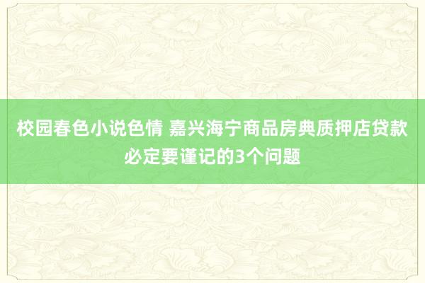 校园春色小说色情 嘉兴海宁商品房典质押店贷款必定要谨记的3个问题