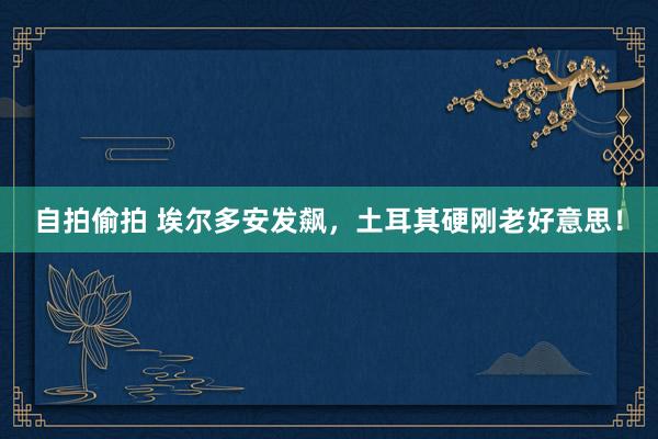 自拍偷拍 埃尔多安发飙，土耳其硬刚老好意思！