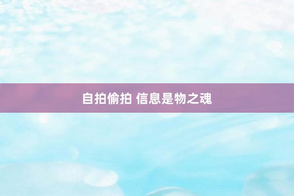 自拍偷拍 信息是物之魂