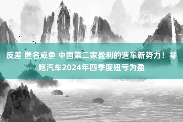 反差 匿名咸鱼 中国第二家盈利的造车新势力！零跑汽车2024年四季度扭亏为盈