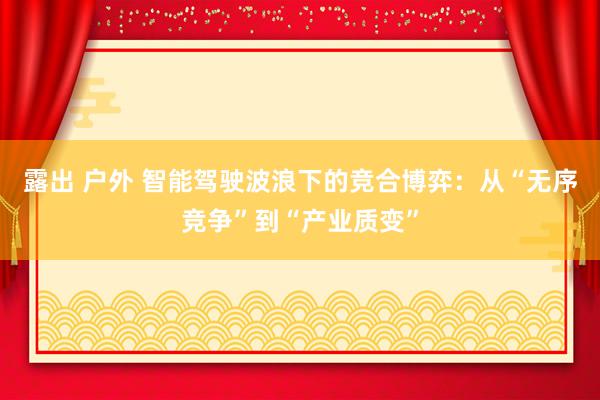 露出 户外 智能驾驶波浪下的竞合博弈：从“无序竞争”到“产业质变”