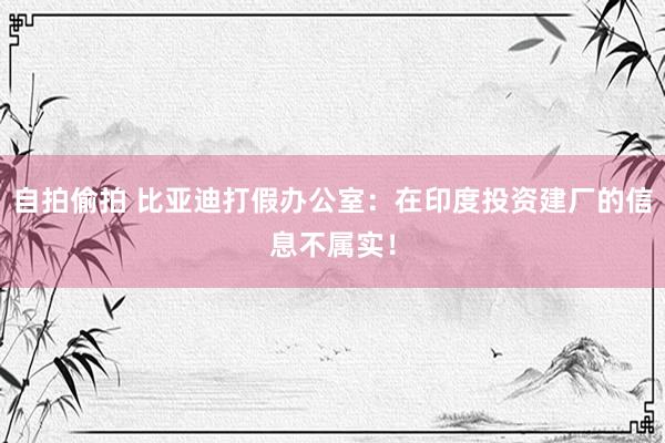 自拍偷拍 比亚迪打假办公室：在印度投资建厂的信息不属实！